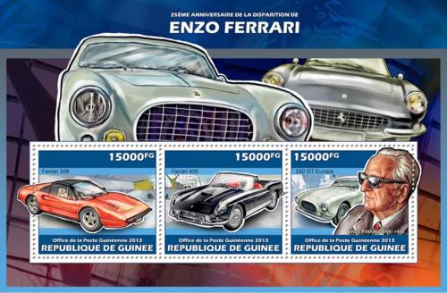 Poštové známky Guinea 2013 Auta Ferrari Mi# 10169-71 Kat 18€