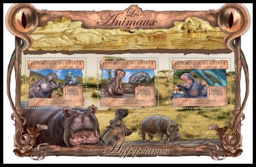 Poštové známky Guinea 2013 Hrochy Mi# 9821-23 Kat 20€