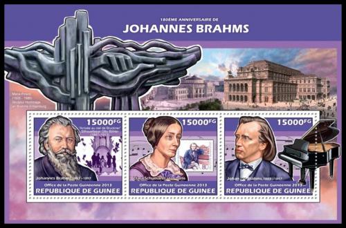 Poštové známky Guinea 2013 Johannes Brahms, skladatel Mi# 10125-27 Kat 18€