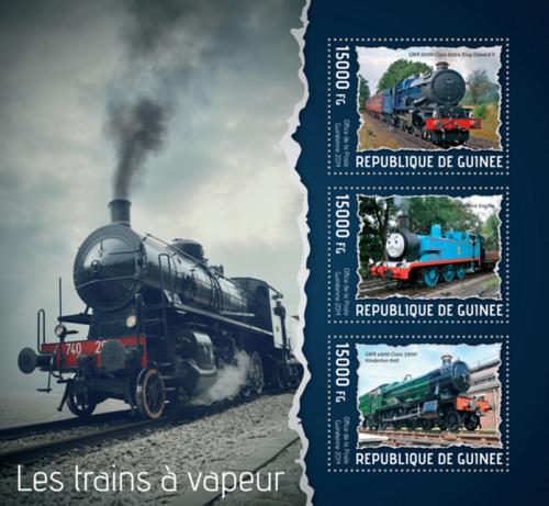 Poštové známky Guinea 2014 Parní lokomotívy Mi# Mi# 10279-81 Kat 18€ 
