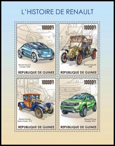 Poštové známky Guinea 2015 Automobily Renault Mi# 11393-96 Kat 16€