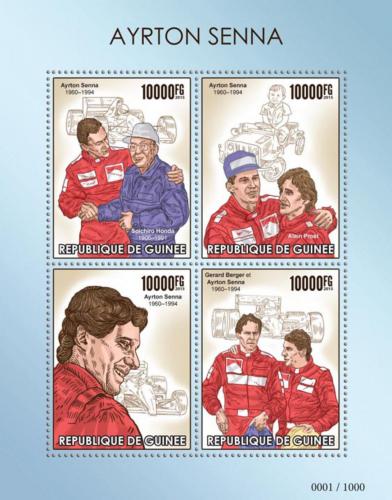 Poštové známky Guinea 2015 Ayrton Senna, Formule 1 Mi# 11388-91 Kat 16€