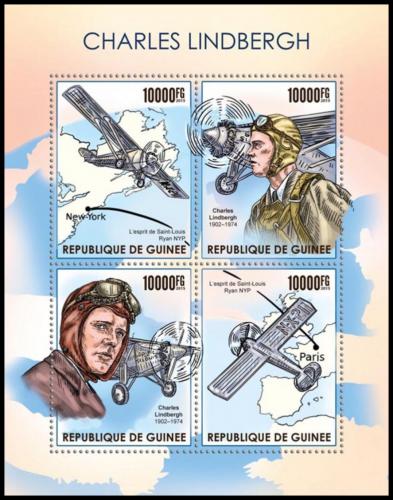 Poštové známky Guinea 2015 Charles Lindbergh, letadla Mi# 11338-41 Kat 16€