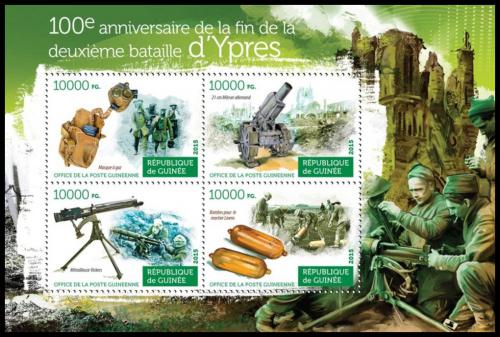 Poštové známky Guinea 2015 Druhá bitva u Yper Mi# 11213-16 Kat 16€