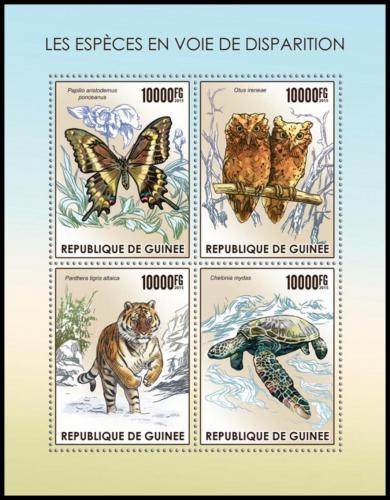 Poštové známky Guinea 2015 Ohrožená fauna Mi# 11288-91 Kat 16€