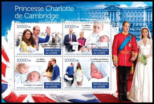 Poštové známky Guinea 2015 Princezna Charlotte Mi# 11268-71 Kat 16€