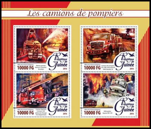 Poštové známky Guinea 2016 Hasièská autá Mi# 11696-99 Kat 16€