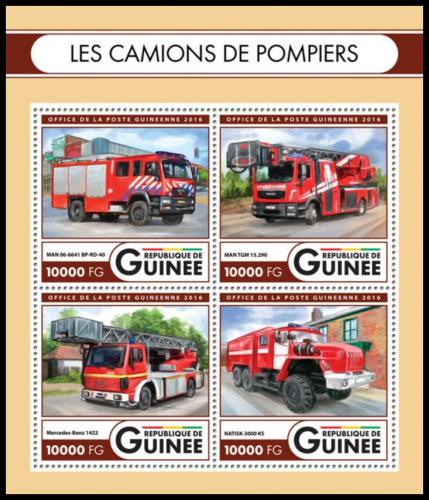 Poštové známky Guinea 2016 Hasièská autá Mi# 11961-64 Kat 16€