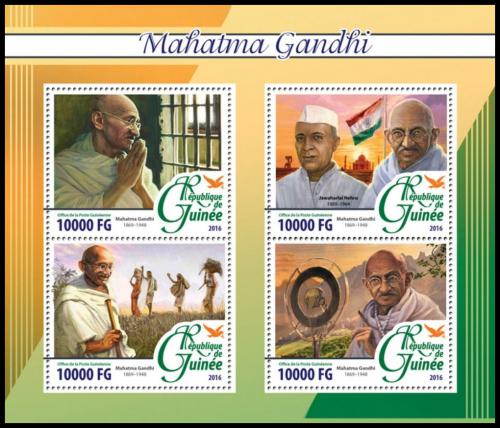 Poštové známky Guinea 2016 Mahátma Gándhí Mi# 11731-34 Kat 16€