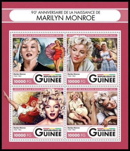 Poštové známky Guinea 2016 Marilyn Monroe Mi# 11996-99 Kat 16€