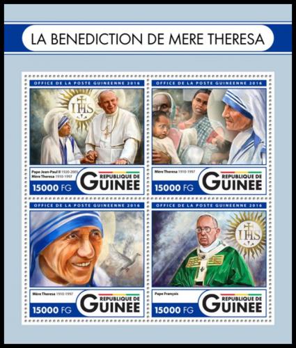 Poštové známky Guinea 2016 Matka Tereza Mi# Mi# 12131-34 Kat 24€