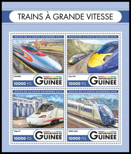 Poštové známky Guinea 2016 Moderní lokomotívy Mi# 11971-74 Kat 16€