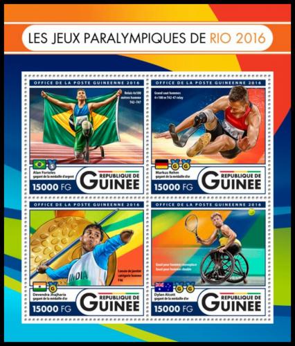 Poštové známky Guinea 2016 Paralympiáda Rio de Janeiro Mi# 12141-44 Kat 24€