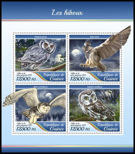 Poštové známky Guinea 2017 Sovy Mi# 12575-78 Kat 20€