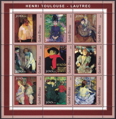 Potov znmky Guinea-Bissau 2001 Umenie, Toulouse-Lautrec Mi# 1669-77 Kat 11 