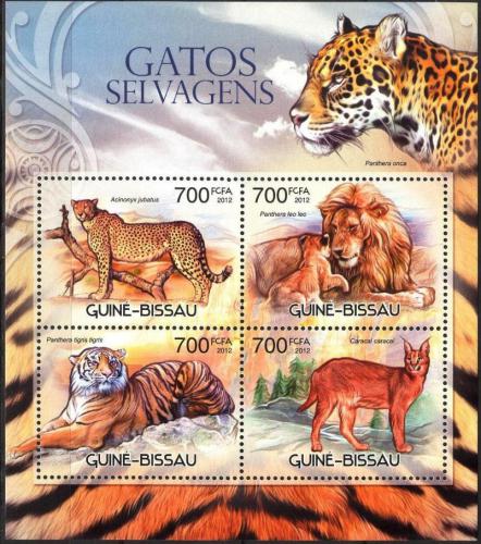 Poštové známky Guinea-Bissau 2012 Maèkovité šelmy Mi# 6087-90 Kat 11€