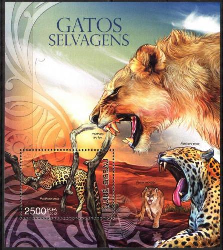 Poštové známky Guinea-Bissau 2012 Maèkovité šelmy Mi# Block 1080 Kat 10€
