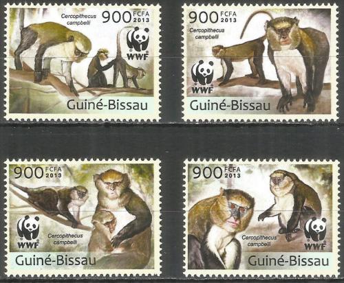 Poštové známky Guinea-Bissau 2013 Koèkodan Campbellùv, WWF Mi# 6644-47 Kat 12€