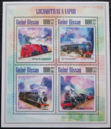 Poštové známky Guinea-Bissau 2013 Parní lokomotívy Mi# 6971-74 Kat 13€