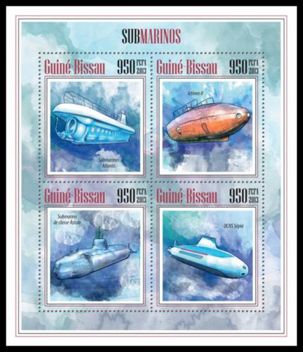 Poštové známky Guinea-Bissau 2013 Ponorky Mi# 6929-32 Kat 15€
