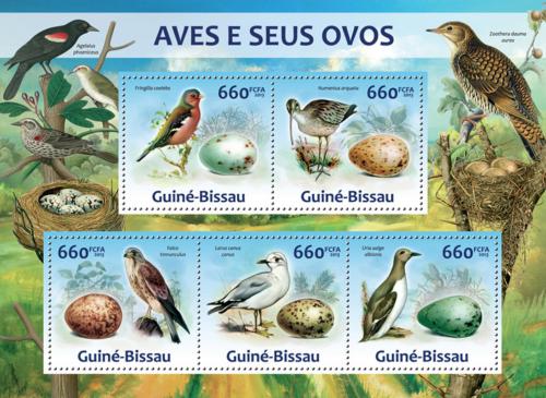 Poštové známky Guinea-Bissau 2013 Vtáci a jejich vejce Mi# 6608-12 Kat 13€