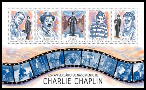Poštové známky Guinea-Bissau 2014 Charlie Chaplin Mi# 7046-50 Kat 13€
