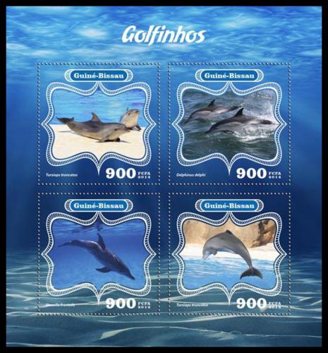 Poštové známky Guinea-Bissau 2014 Delfíny Mi# 7261-64 Kat 14€