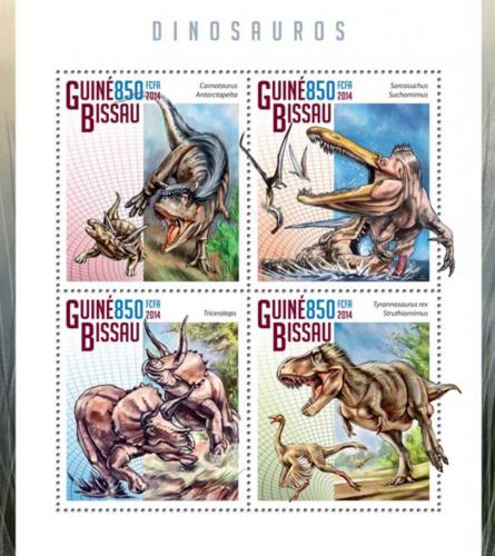 Poštové známky Guinea-Bissau 2014 Dinosaury Mi# 7523-26 Kat 14€