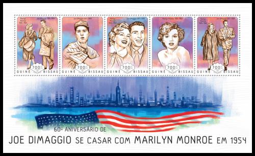 Poštové známky Guinea-Bissau 2014 Marilyn Monroe a Joe DiMaggio Mi# 7109-13 Kat 14€