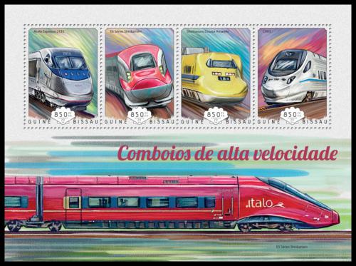 Poštovní známky Guinea-Bissau 2014 Moderní lokomotivy Mi# 7432-35 Kat 14€