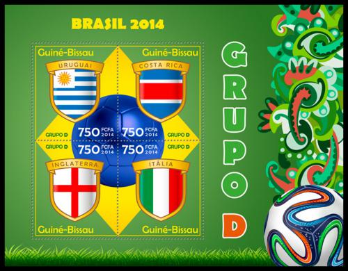 Potov znmky Guinea-Bissau 2014 MS ve futbale, skupina D Mi# 7198-7201 Kat 12