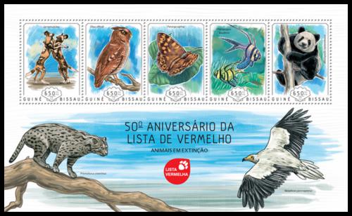 Poštové známky Guinea-Bissau 2014 Ohrožená fauna Mi# 7151-55 Kat 13€