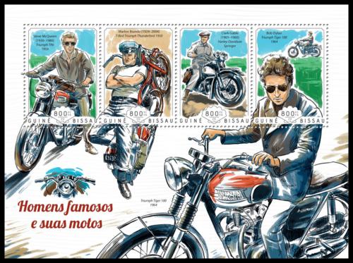 Poštovní známky Guinea-Bissau 2014 Osobnosti a jejich motorky Mi# 7387-90 Kat 13€