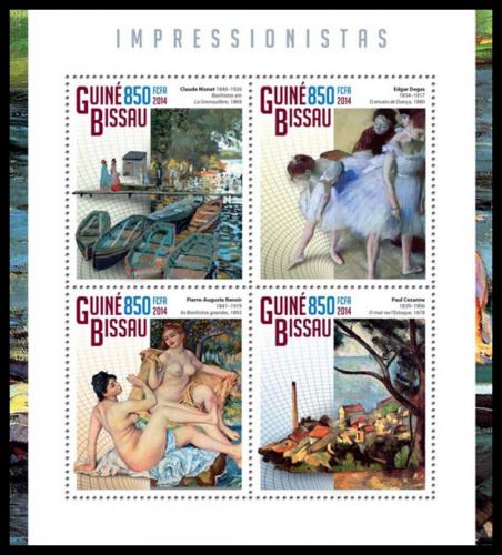 Poštové známky Guinea-Bissau 2014 Umenie, impresionismus Mi# 7501-04 Kat 14€