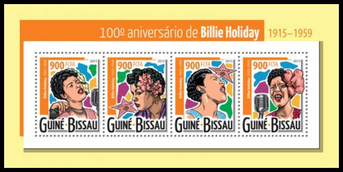 Poštové známky Guinea-Bissau 2015 Billie Holiday, zpìvaèka Mi# 7895-98 Kat 14€