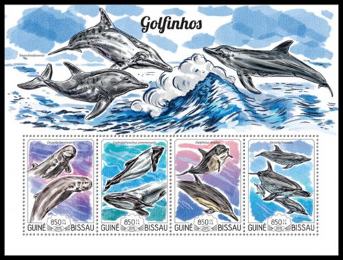 Poštové známky Guinea-Bissau 2015 Delfíny Mi# 7740-43 Kat 14€