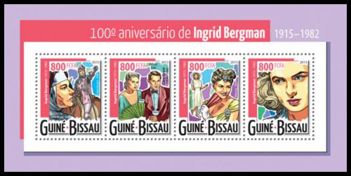 Poštové známky Guinea-Bissau 2015 Ingrid Bergman, hereèka Mi# 7857-60 Kat 13€