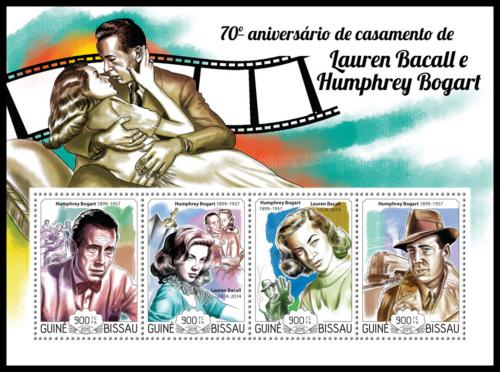 Potov znmky Guinea-Bissau 2015 Lauren Bacall a Humphrey Bogart Mi# 7654-57 Kat 14 - zvi obrzok