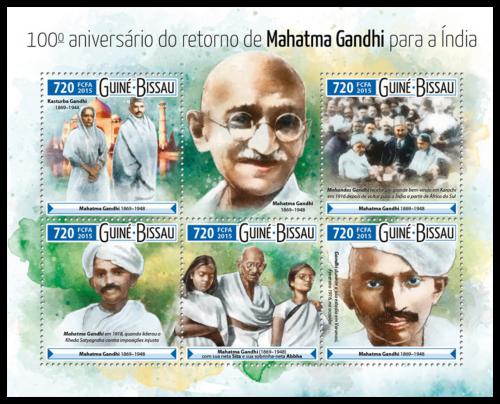 Poštové známky Guinea-Bissau 2015 Mahátma Gándhí Mi# 8193-97 Kat 13.50€