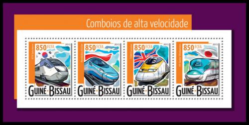 Poštové známky Guinea-Bissau 2015 Moderní lokomotívy Mi# 7871-74 Kat 14€