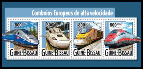 Poštové známky Guinea-Bissau 2015 Moderní lokomotívy Mi# 7986-89 Kat 13€