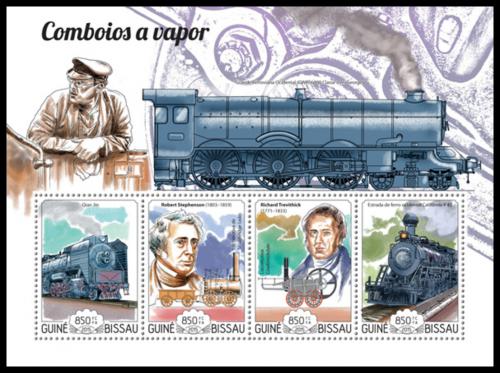 Poštové známky Guinea-Bissau 2015 Parní lokomotívy Mi# 7725-28 Kat 14€