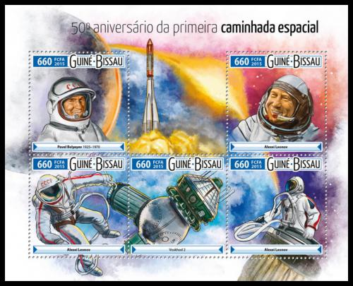 Poštové známky Guinea-Bissau 2015 Prieskum vesmíru Mi# 8175-79 Kat 12.50€