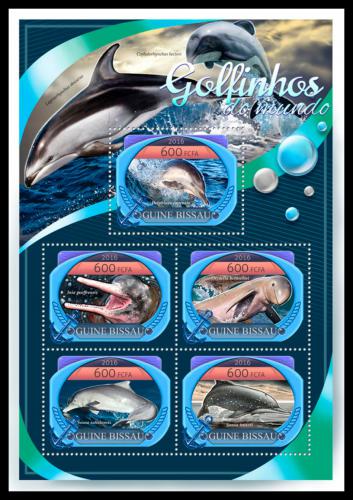 Poštové známky Guinea-Bissau 2016 Delfíny Mi# 8949-53 Kat 11€