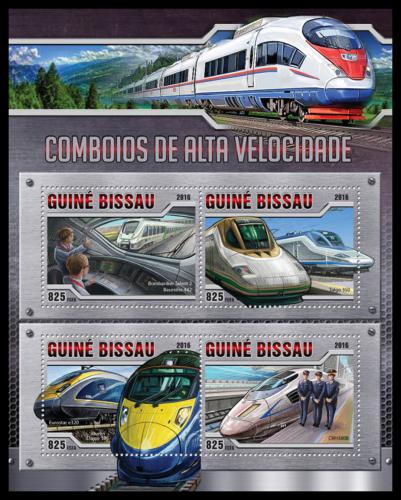 Poštové známky Guinea-Bissau 2016 Moderní lokomotívy Mi# 8624-27 Kat 12.50€