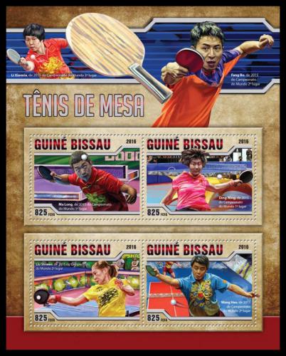 Poštové známky Guinea-Bissau 2016 Stolný tenis Mi# 8771-74 Kat 12.50€