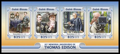 Poštové známky Guinea-Bissau 2016 Thomas Alva Edison Mi# 8479-82 Kat 12.50€