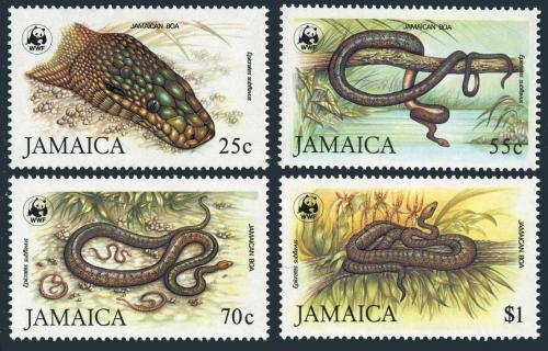 Poštové známky Jamajka 1984 Hroznýš jamajský, WWF TOP SET Mi# 591-94 Kat 70€