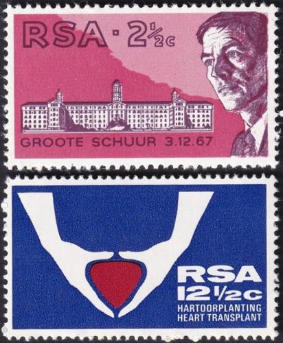 Potov znmky JAR 1969 Transplantace srdce Mi# 382-83