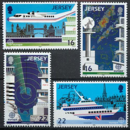 Poštové známky Jersey 1988 Európa CEPT, doprava a komunikace Mi# 435-38